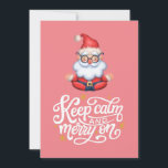 Retro Roze Santa Meditate Blijf kalm en vrolijk op Feestdagenkaart<br><div class="desc">Voeg een vleugje grilligheid en lach toe aan uw vakantiegroeten met de Retro Pink Santa Meditate Keep Calm And Merry On Holiday Kaart. Deze gepersonaliseerde kerstkaart is de perfecte keuze voor iedereen die op zoek is naar een leuke en unieke manier om hun vrolijke kerstwensen uit te drukken. Afbeelding een...</div>