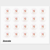 Retro roze santa retro adreslabel ronde sticker (Vel)