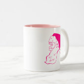 Retro Roze Santa Tweekleurige Koffiemok (Voorkant rechts)