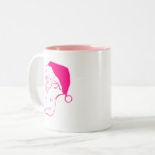 Retro Roze Santa Tweekleurige Koffiemok (Voorkant links)