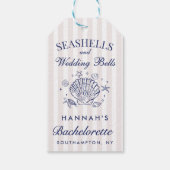 Retro Roze Schelpen & Trouwbellen Bachelorette  Cadeaulabel (Achterkant)