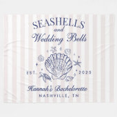 Retro Roze Schelpen & Trouwbellen Bachelorette  Fleece Deken (Voorkant (Horizontaal))