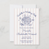 Retro Roze Schelpen & Trouwbellen Bachelorette Kaart (Voorkant)