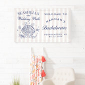 Retro Roze Schelpen & Trouwbellen Bachelorette  Spandoek (Insitu)