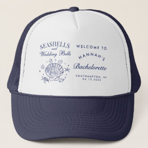 Retro Roze Schelpen & Trouwbellen Bachelorette Trucker Pet