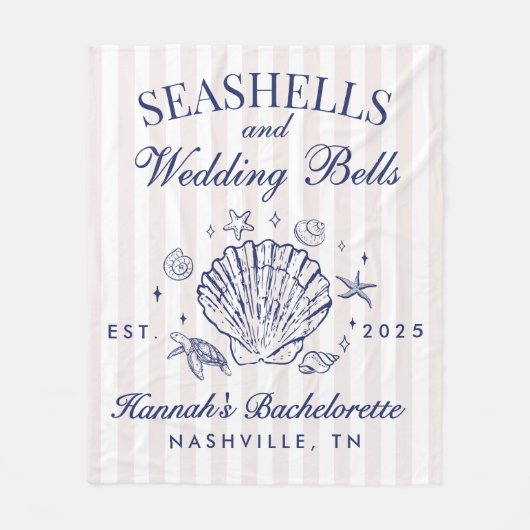 Retro Roze Schelpen & Trouwbellen Meisje Vrijgezel Fleece Deken (Voorkant)