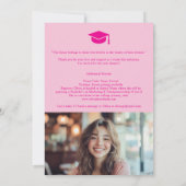 Retro Roze Script Sterren 3-Foto Graduation Party Kaart (Achterkant)