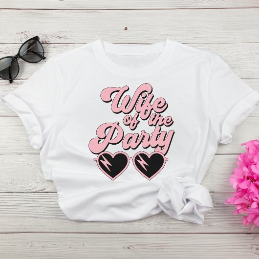Retro roze script vrouw van de partij bachelorette t-shirt