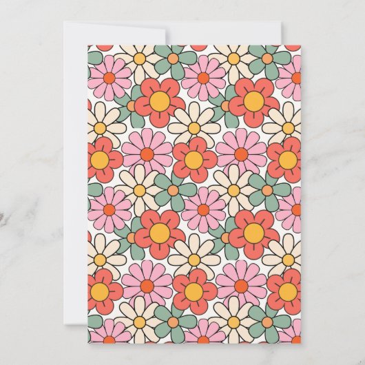 Retro Roze Sinaasappel Bloemen Groovy 30e Verjaard Kaart (Achterkant)