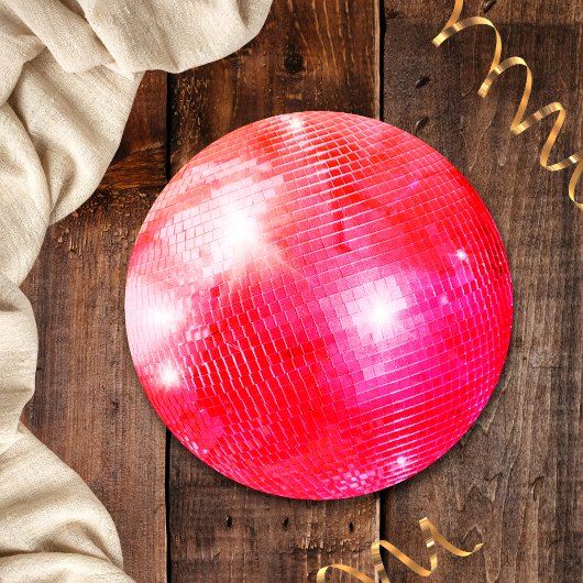 Retro Roze Sinaasappel Disco Ball Bruiloft Kaart