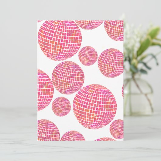 Retro Roze Sinaasappel Disco Ball Graduation Party Kaart (Staand voorkant)