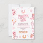 Retro Roze Sinaasappel Eerste Rodeo 1e verjaardag Bedankkaart (Voorkant)