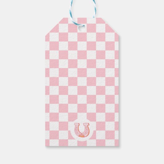 Retro Roze Sinaasappel Eerste Rodeo 1e verjaardag Cadeaulabel (Achterkant)