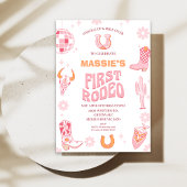 Retro Roze Sinaasappel Eerste Rodeo 1e verjaardag Kaart