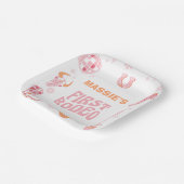 Retro Roze Sinaasappel Eerste Rodeo 1e verjaardag Papieren Bordje (Gebogen)