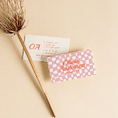 Retro Roze Sinaasappel Getrokken Groovy Girly Visitekaartje