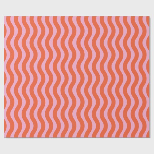 retro Roze Sinaasappel Groovy Wavy Stripe Cadeaupapier (Vlak)