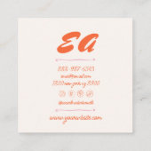 Retro Roze Sinaasappel Hand Geschreven Getrokken G Vierkante Visitekaartje (Achterkant)