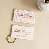 Retro Roze Sinaasappel Hand Geschreven Getrokken G Visitekaartje