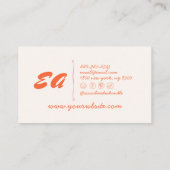 Retro Roze Sinaasappel Hand Geschreven Getrokken G Visitekaartje (Achterkant)