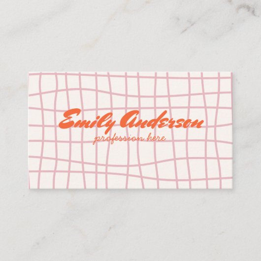 Retro Roze Sinaasappel Hand Geschreven Getrokken G Visitekaartje (Voorkant)