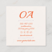 Retro Roze Sinaasappel Hand getrokken Geruite Groo Vierkante Visitekaartje (Achterkant)