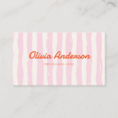Retro Roze Sinaasappel Handgeschreven Gestreept Gi Visitekaartje (Voorkant)