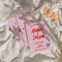 Retro Roze Sinaasappel Helder Funky Unique Wedding