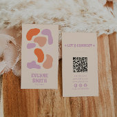 Retro Roze Sinaasappel QR Code Abstract Groovy Gir Visitekaartje