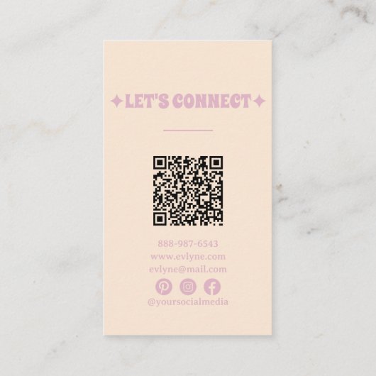 Retro Roze Sinaasappel QR Code Abstract Groovy Gir Visitekaartje (Achterkant)