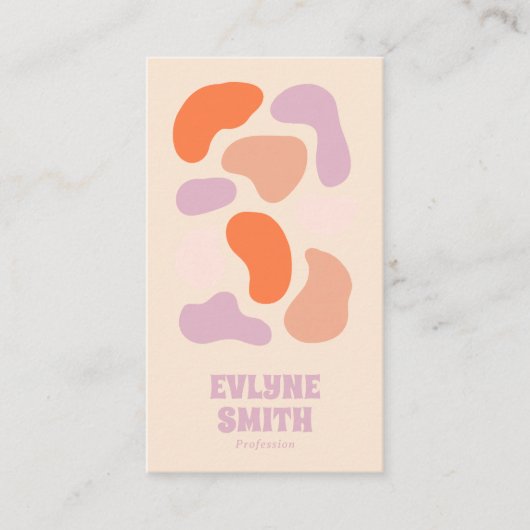 Retro Roze Sinaasappel QR Code Abstract Groovy Gir Visitekaartje (Voorkant)