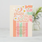 Retro Roze Sinaasappel regenboog Bruiloft opslaan Kaart (Staand voorkant)