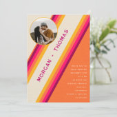 Retro Roze Sinaasappel Strepen 70s 80s QR Code Huw Kaart (Staand voorkant)