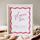 Retro Roze Sinaasappel Wavy Border Bruids Bloemenb Reclamebord Met Voetstuk