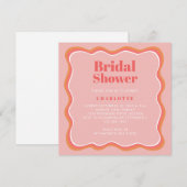 Retro Roze Sinaasappel Wavy Border Vrijgezellenfee Kaart (Voorkant / Achterkant)