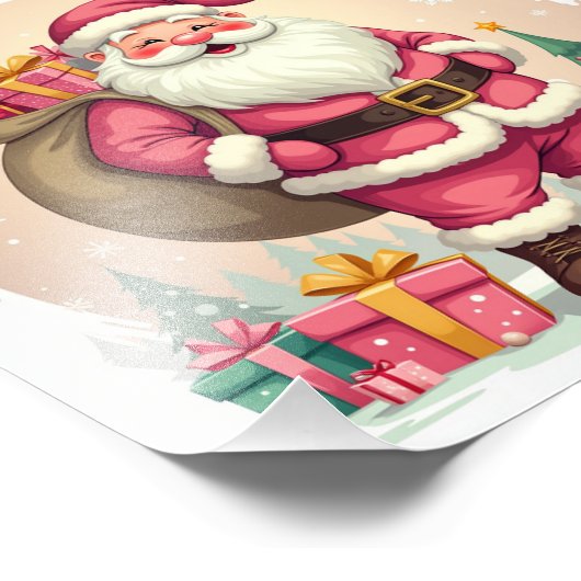 Retro roze Sinterklaas Foto Afdruk (Hoek)