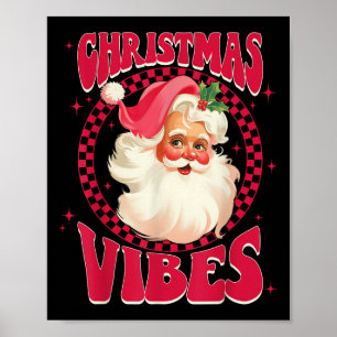 Retro Roze Sinterklaas Gezicht Mannen Vrouwen Kin Poster