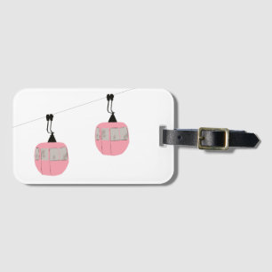 Retro Roze Ski Gondola Lift Skiers Bagagelabel