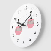 Retro Roze Ski Gondola Lift Skiers Grote Klok (Hoek)