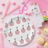 Retro Roze Ski Gondola Lift Skiers Papieren Bordje (Feest)