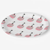 Retro Roze Ski Gondola Lift Skiers Papieren Bordje (Gekanteld)