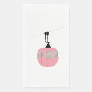 Retro Roze Ski Gondola Lift Skiers Servet
