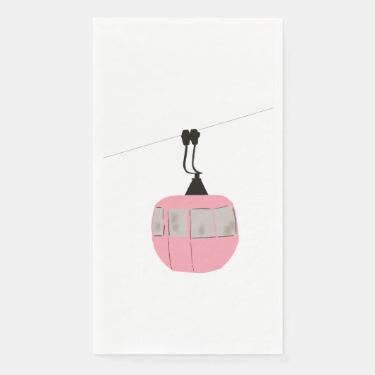 Retro Roze Ski Gondola Lift Skiers Servet (Voorkant)