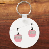 Retro Roze Ski Gondola Lift Skiers Sleutelhanger (Achterkant)