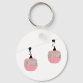 Retro Roze Ski Gondola Lift Skiers Sleutelhanger (Achterkant)