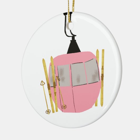 Retro Roze Skilift - Skiën Snowboarden Keramisch Ornament (Links)