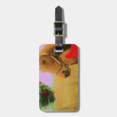 Retro roze sky Kerstmis Bagagelabel (Voorkant verticaal)