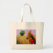 Retro roze sky Kerstmis Grote Tote Bag (Voorkant)