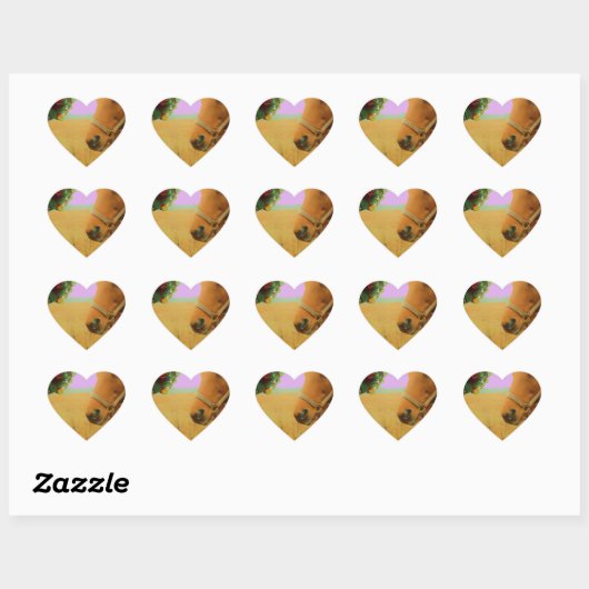 Retro roze sky Kerstmis Hart Sticker (Vel)