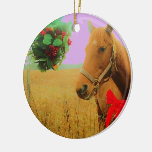 Retro roze sky Kerstmis Keramisch Ornament (Links)